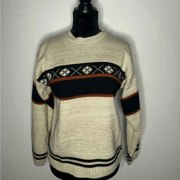 VTG Basic Editions Patterned Grandpa Fall Sweater Made in the U.S.A - Picture 1 of 12